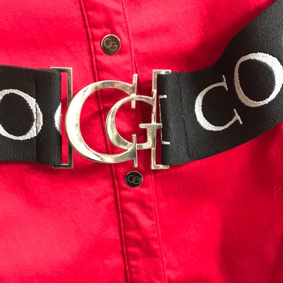 COOGI Button Down Shirt Dress with Elastic Belt - Picture 4 of 8